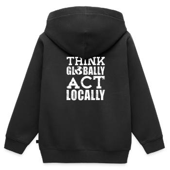 Climate change - Kids Premium Organic Zip-up Hoodie - black - Back - AI Model Kid Male (0cm)