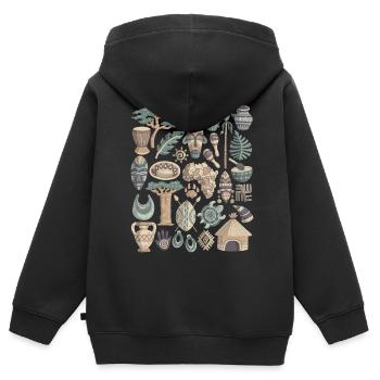 Afrique - Sweat Premium à capuche zippé enfant bio - noir - Dos - AI Model Kid Male (0cm)