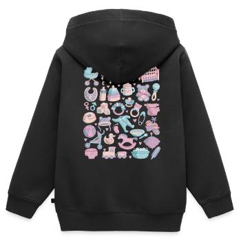 Baby - Kinder Premium Organic Zip Hoodie - Schwarz - Hinten - AI Model Kid Male (0cm)