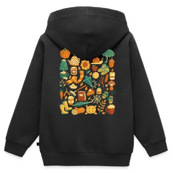 Herbst - Kinder Premium Organic Zip Hoodie - Schwarz - Hinten - AI Model Kid Male (0cm)