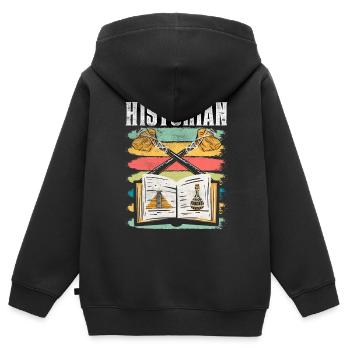 Historien Histoire Professeur d’histoire - Sweat Premium à capuche zippé enfant bio - noir - Dos - AI Model Kid Male (0cm)