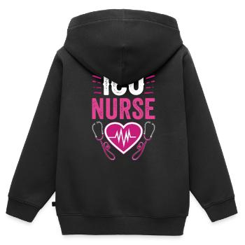 Infirmière en soins intensifs Soins intensifs - Sweat Premium à capuche zippé enfant bio - noir - Dos - AI Model Kid Male (0cm)