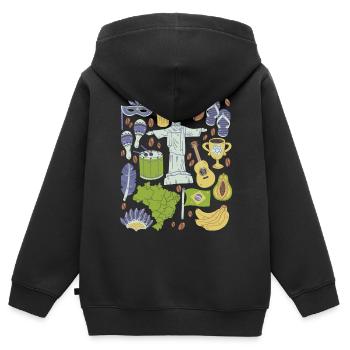 Brasilien - Kinder Premium Organic Zip Hoodie - Schwarz - Hinten - AI Model Kid Male (0cm)