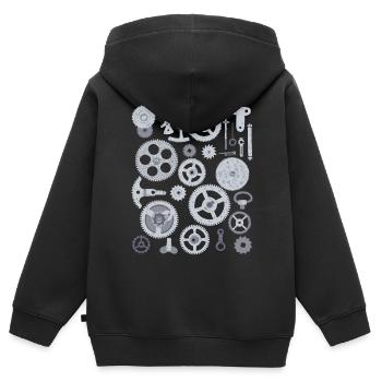 Uhr Einzelteile Uhrteile Zahnrad Mechanik Uhrwerk - Kinder Premium Organic Zip Hoodie - Schwarz - Hinten - AI Model Kid Male (0cm)