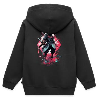 Epic Gamer Cyber Assassin in Red with Shard - Kids Premium Organic Zip-up Hoodie - black - Back - AI Model Kid Male (0cm)