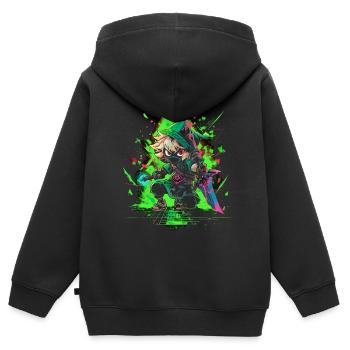 Waldjunge, Legende: Cooles Design für echte Gamer - Kinder Premium Organic Zip Hoodie - Schwarz - Hinten - AI Model Kid Male (0cm)