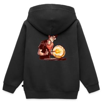 Glasbläser beim Formen von Glaskugeln - Glasblasen - Kinder Premium Organic Zip Hoodie - Schwarz - Hinten - AI Model Kid Male (0cm)