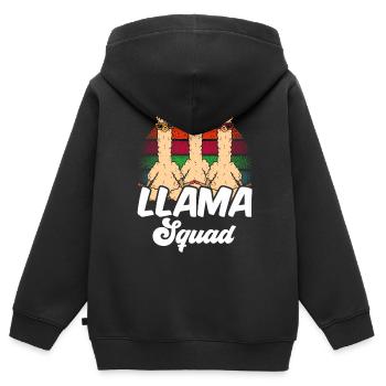 Lama Squad Llama Dictons Lamas Animal Lamas - Sweat Premium à capuche zippé enfant bio - noir - Dos - AI Model Kid Male (0cm)
