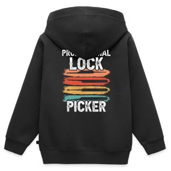 Professioneller Schlossknacker Lock Picker Knacken - Kinder Premium Organic Zip Hoodie - Schwarz - Hinten - AI Model Kid Male (0cm)