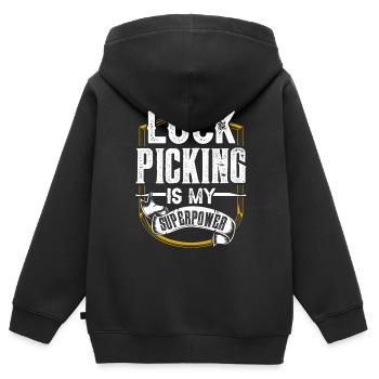 Lock Picking Ist Meine Superkraft Schloss Knacken - Kinder Premium Organic Zip Hoodie - Schwarz - Hinten - AI Model Kid Male (0cm)
