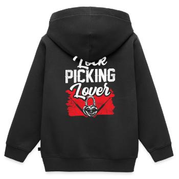 Crochetage de serrure Amant Cracker Lock Cracking - Sweat Premium à capuche zippé enfant bio - noir - Dos - AI Model Kid Male (0cm)