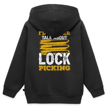 Je préfère parler de crochetage de serrure - Sweat Premium à capuche zippé enfant bio - noir - Dos - AI Model Kid Male (0cm)