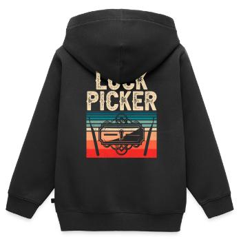 Lock Cracker Lock Picker Lock Lock Picking - Sweat Premium à capuche zippé enfant bio - noir - Dos - AI Model Kid Male (0cm)