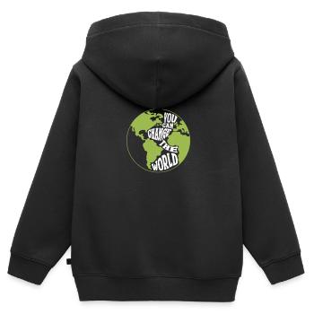 Changement climatique - Sweat Premium à capuche zippé enfant bio - noir - Dos - AI Model Kid Male (0cm)