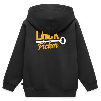 Lock Cracker Lock Picker Lock Lock Picking - Sweat Premium à capuche zippé enfant bio - noir - Dos - AI Model Kid Male (0cm)