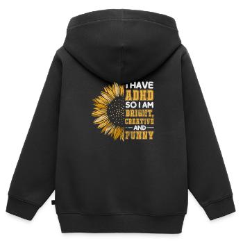 ADHS - Kinder Premium Organic Zip Hoodie - Schwarz - Hinten - AI Model Kid Male (0cm)
