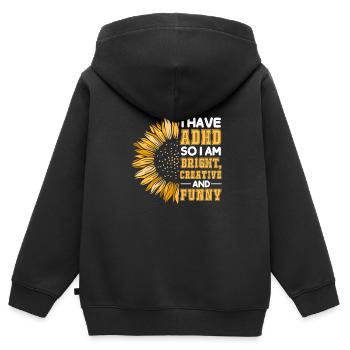 TDAH TDAH Cadeau de déficit de l’attention - Sweat Premium à capuche zippé enfant bio - noir - Dos - AI Model Kid Male (0cm)