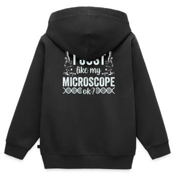 J’aime vraiment mon microscope Microscope - Sweat Premium à capuche zippé enfant bio - noir - Dos - AI Model Kid Male (0cm)