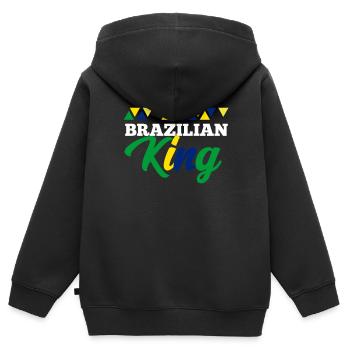 Brésil - Sweat Premium à capuche zippé enfant bio - noir - Dos - AI Model Kid Male (0cm)