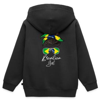 Brésil - Sweat Premium à capuche zippé enfant bio - noir - Dos - AI Model Kid Male (0cm)