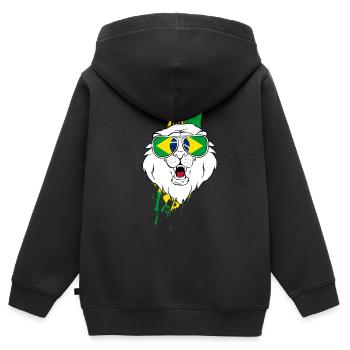 Brésil - Sweat Premium à capuche zippé enfant bio - noir - Dos - AI Model Kid Male (0cm)