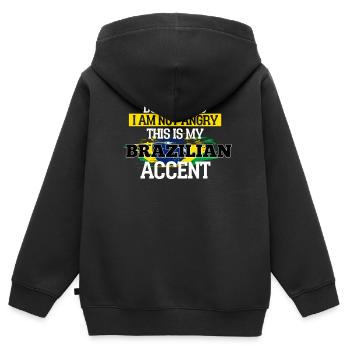 Brésil - Sweat Premium à capuche zippé enfant bio - noir - Dos - AI Model Kid Male (0cm)