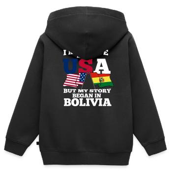Bolivien - Kinder Premium Organic Zip Hoodie - Schwarz - Hinten - AI Model Kid Male (0cm)