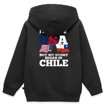 Chile - Kinder Premium Organic Zip Hoodie - Schwarz - Hinten - AI Model Kid Male (0cm)