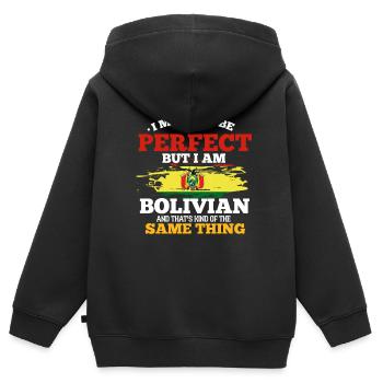 Bolivien - Kinder Premium Organic Zip Hoodie - Schwarz - Hinten - AI Model Kid Male (0cm)