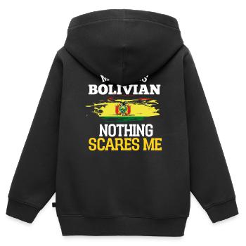 Bolivien - Kinder Premium Organic Zip Hoodie - Schwarz - Hinten - AI Model Kid Male (0cm)