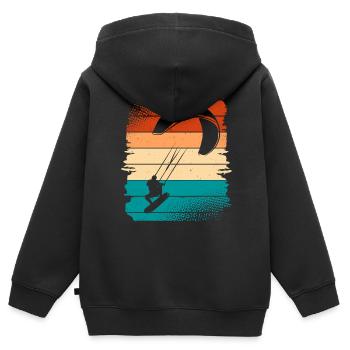 Kitesurfen Kitesurf Kitesurfer Kiteboard - Kinder Premium Organic Zip Hoodie - Schwarz - Hinten - AI Model Kid Male (0cm)