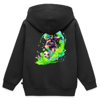 Ambiance cool de jeu d’art de rue avec un joueur de football - Sweat Premium à capuche zippé enfant bio - noir - Dos - AI Model Kid Male (0cm)