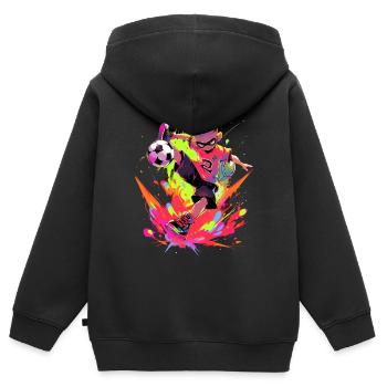 Cool Cartoon Footballer - Street Art Gaming Design - Sweat Premium à capuche zippé enfant bio - noir - Dos - AI Model Kid Male (0cm)