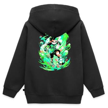 Ambiance cool de jeu d’art de rue avec un joueur de football - Sweat Premium à capuche zippé enfant bio - noir - Dos - AI Model Kid Male (0cm)