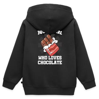Schokolade - Kinder Premium Organic Zip Hoodie - Schwarz - Hinten - AI Model Kid Male (0cm)