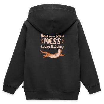 Otter - Kinder Premium Organic Zip Hoodie - Schwarz - Hinten - AI Model Kid Male (0cm)