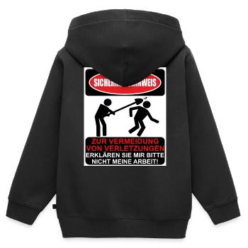 Conseils de sécurité pour éviter les blessures - Sweat Premium à capuche zippé enfant bio - noir - Dos - AI Model Kid Male (0cm)