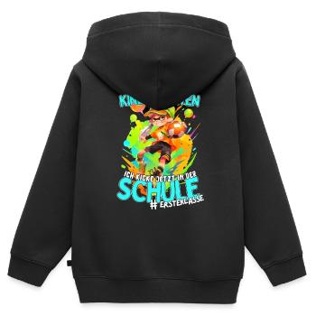 Kindergarten Ade: Fußball 2023 Einschulung Junge - Kinder Premium Organic Zip Hoodie - Schwarz - Hinten - AI Model Kid Male (0cm)