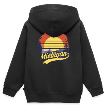 michigan - Kinder Premium Organic Zip Hoodie - Schwarz - Hinten - AI Model Kid Male (0cm)