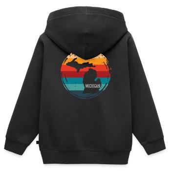 michigan - Kinder Premium Organic Zip Hoodie - Schwarz - Hinten - AI Model Kid Male (0cm)