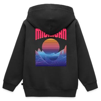 michigan - Kinder Premium Organic Zip Hoodie - Schwarz - Hinten - AI Model Kid Male (0cm)