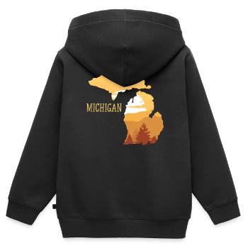 michigan - Kinder Premium Organic Zip Hoodie - Schwarz - Hinten - AI Model Kid Male (0cm)
