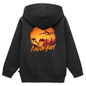 Michigan - Kids Premium Organic Zip-up Hoodie - black - Back - AI Model Kid Male (0cm)