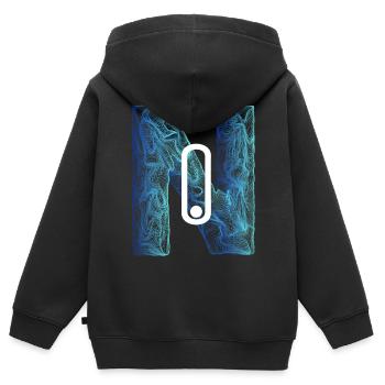 Pas de lettre N Nom Pas de ligne fine sur le terrain Geo - Sweat Premium à capuche zippé enfant bio - noir - Dos - AI Model Kid Male (0cm)