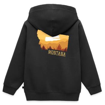 Montana - Kinder Premium Organic Zip Hoodie - Schwarz - Hinten - AI Model Kid Male (0cm)