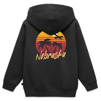 Nebraska - Kinder Premium Organic Zip Hoodie - Schwarz - Hinten - AI Model Kid Male (0cm)