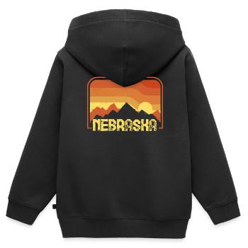 Nebraska - Kinder Premium Organic Zip Hoodie - Schwarz - Hinten - AI Model Kid Male (0cm)