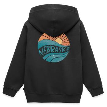 Nebraska - Kinder Premium Organic Zip Hoodie - Schwarz - Hinten - AI Model Kid Male (0cm)