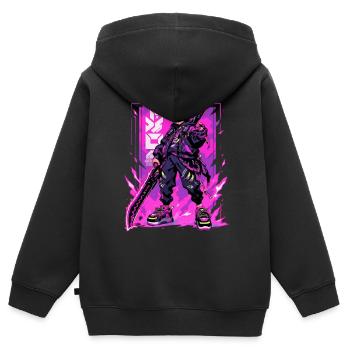 Shibuya: Cooler Anime Junge mit Schwert Japanisch - Kinder Premium Organic Zip Hoodie - Schwarz - Hinten - AI Model Kid Male (0cm)