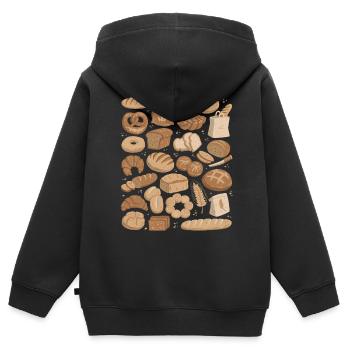 Brot - Kinder Premium Organic Zip Hoodie - Schwarz - Hinten - AI Model Kid Male (0cm)